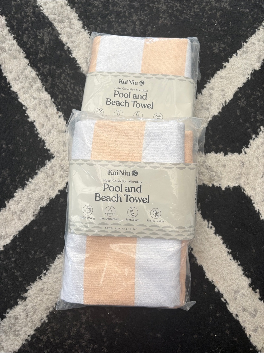 Peach & White Stripe Pool and Beach Towel